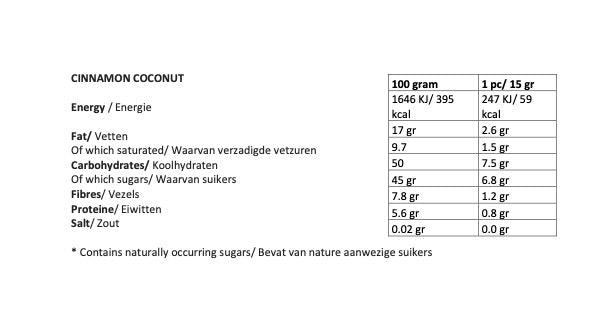 Voedingswaarden Cinnamon Coconut